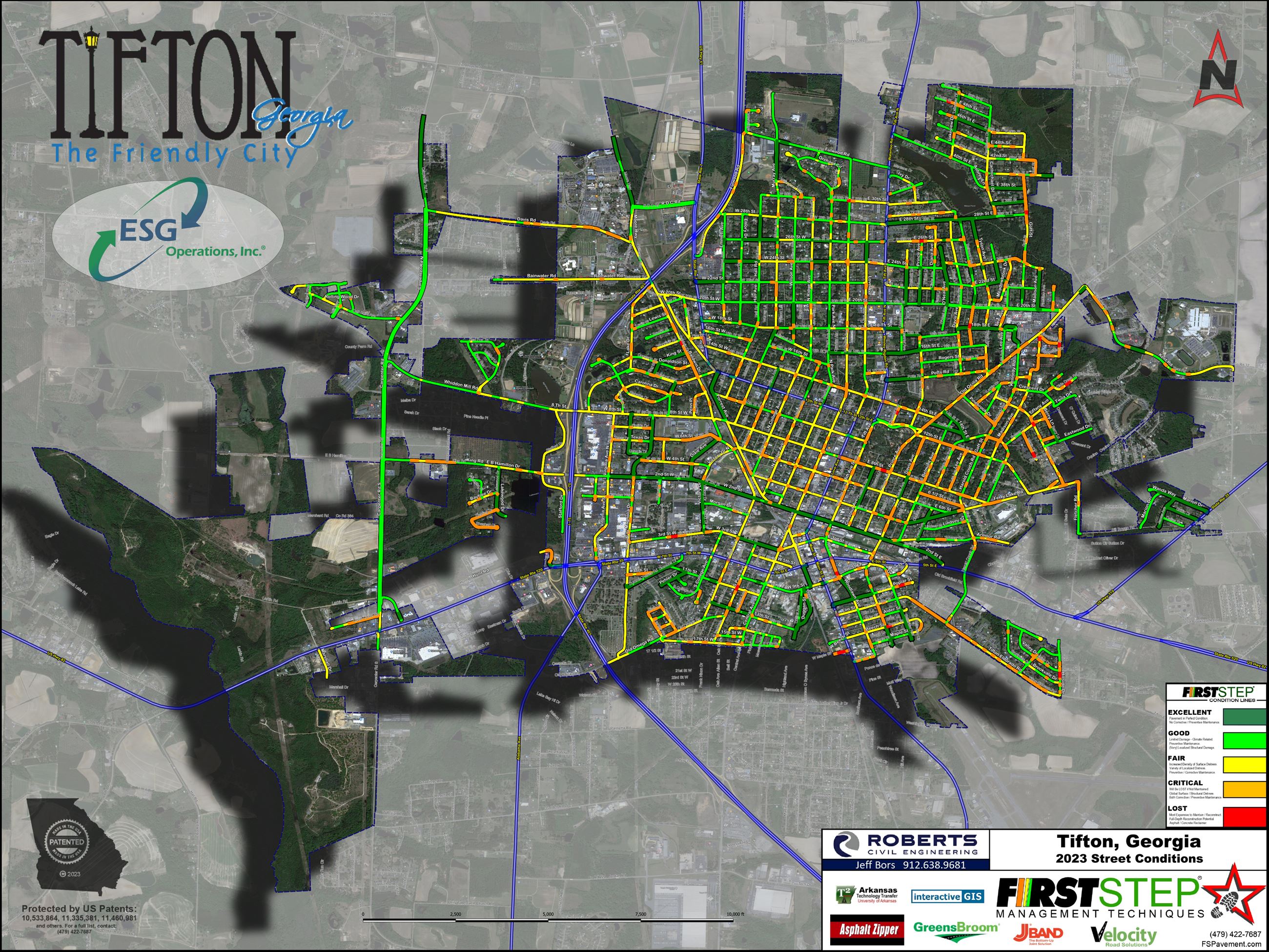 2023 Tifton GA Street Conditions Wall Map (1)