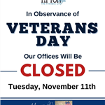 Veterans Day Closed Sign